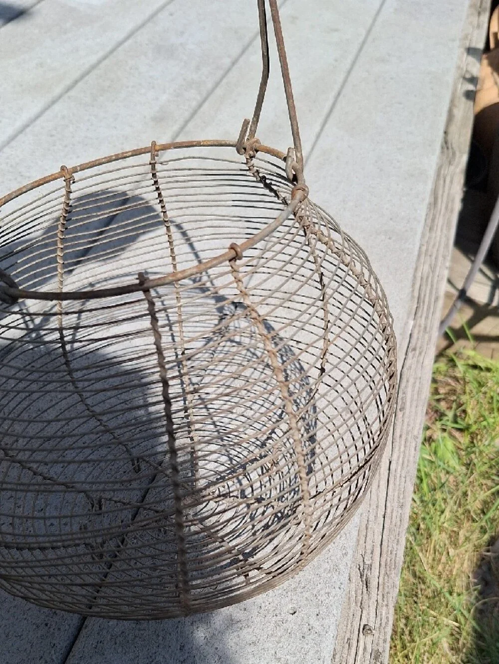 Large vintage french wire Egg Basket. Kitchen Storage & Decoration